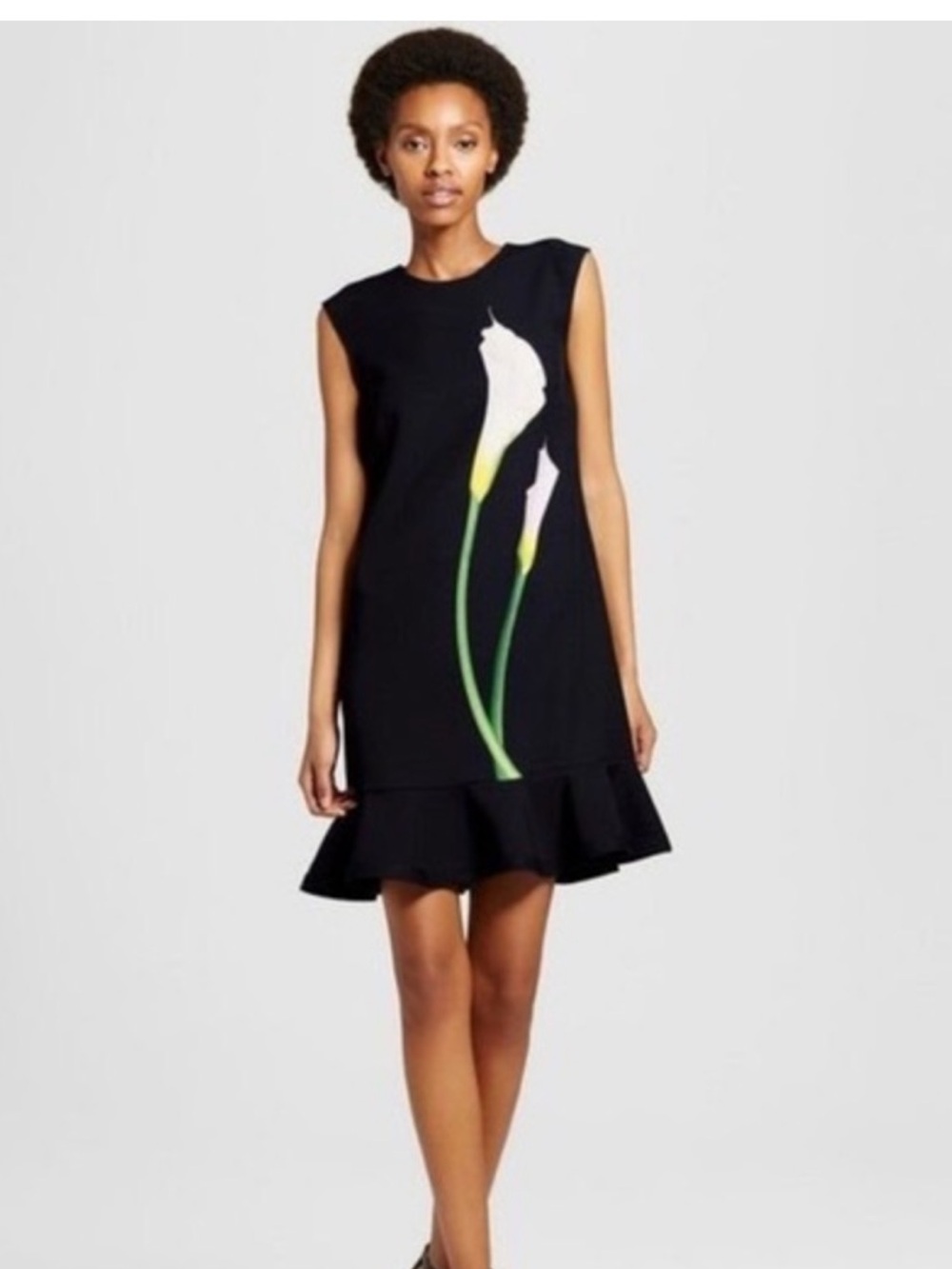 Victoria Beckham for Target Black Floral Calla Lily Shift Dress